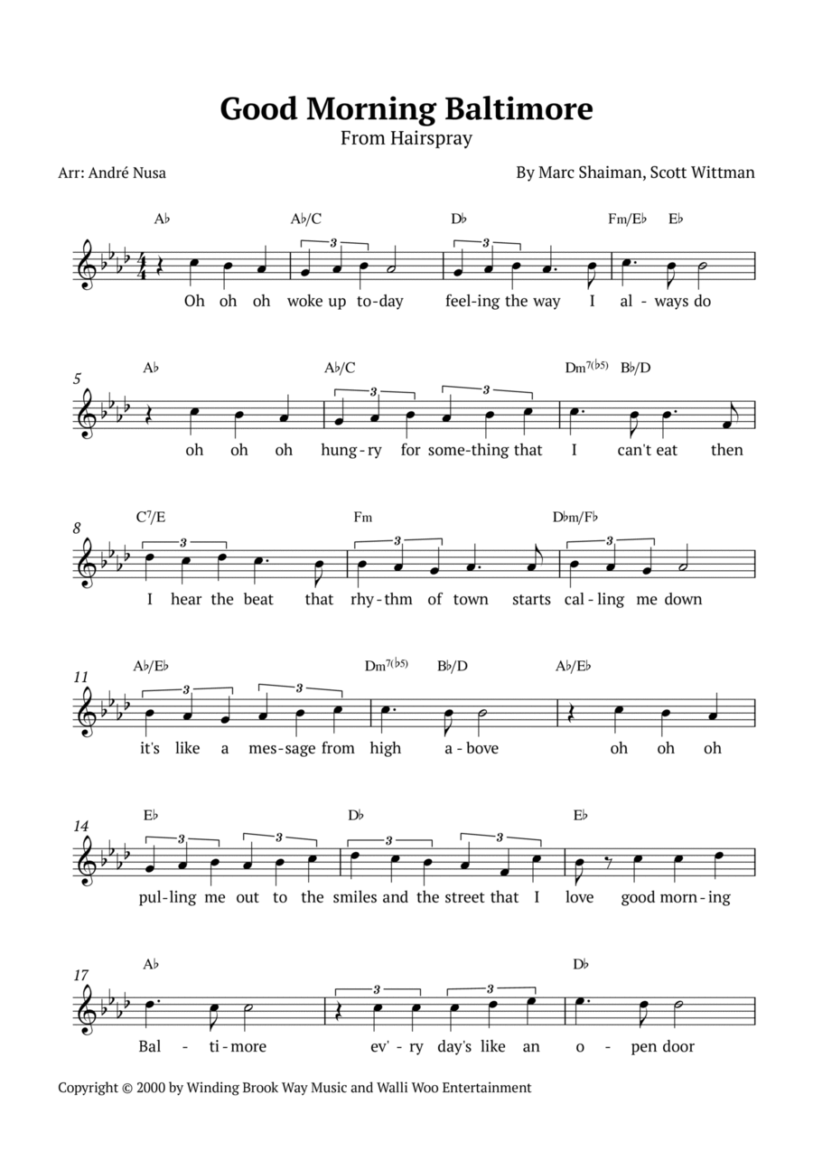Good Morning Baltimore Piano scores gallery preview page 1