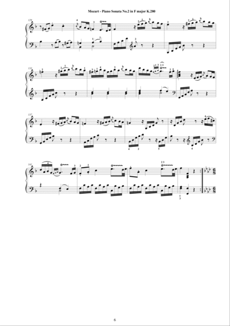 Mozart - Piano Sonata No.2 in F major K 280 - Complete score Piano Solo scores gallery preview page 6
