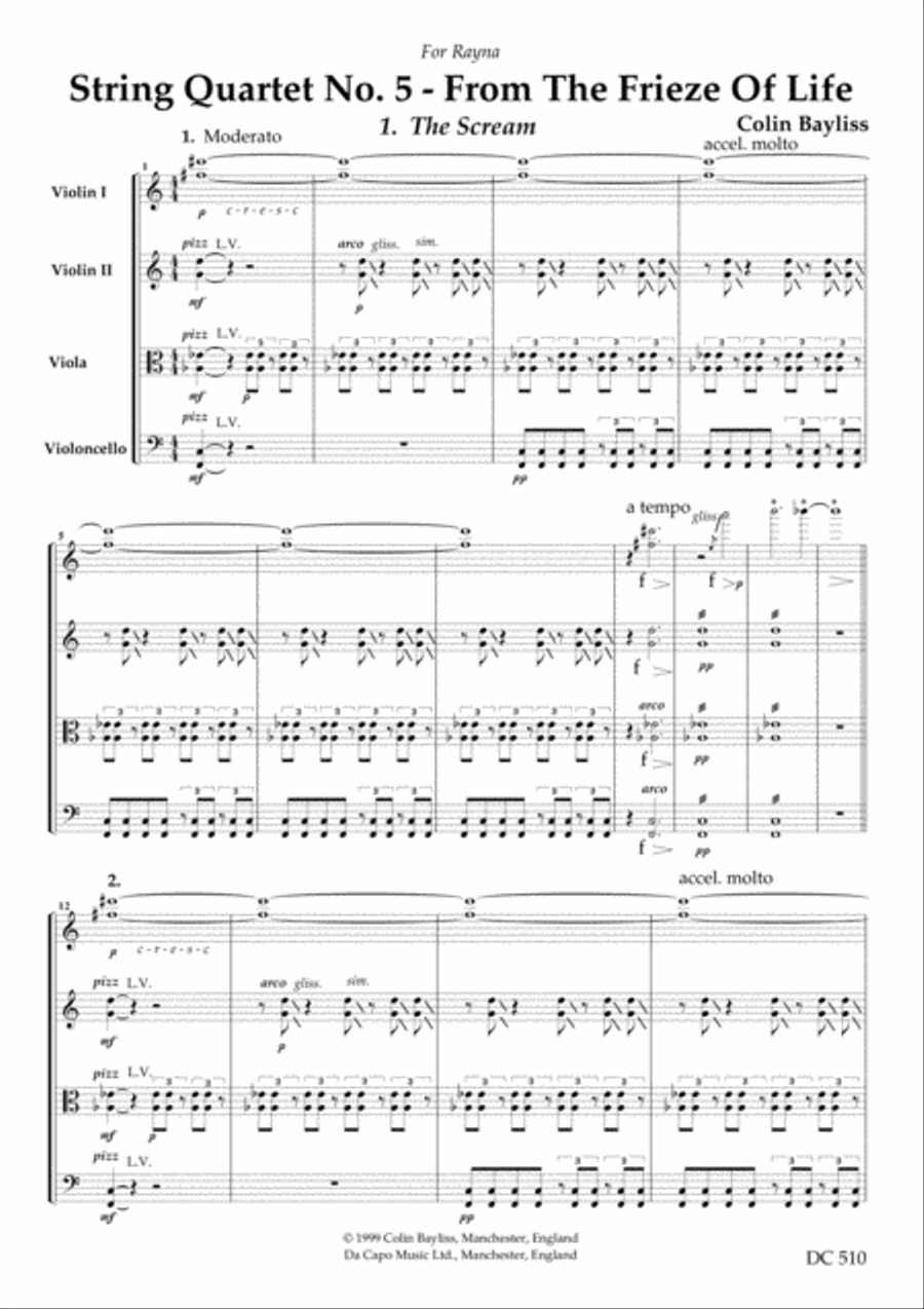 String Quartet No. 5 From The Frieze Of Life (score and parts) image number null