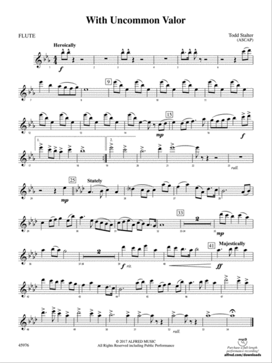 With Uncommon Valor: Flute Concert Band scores gallery preview page 1