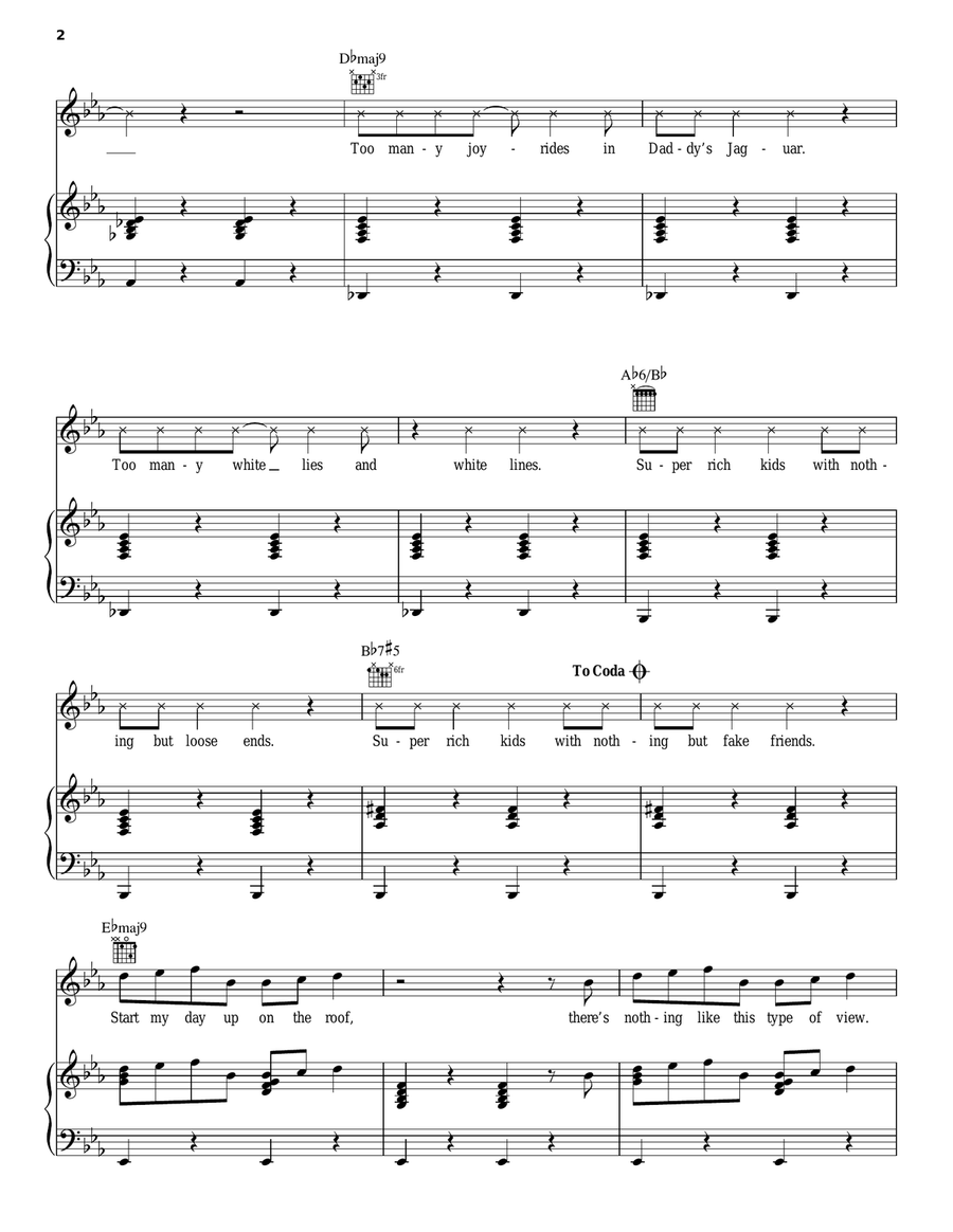 Super Rich Kids Piano, Vocal, Guitar scores gallery preview page 2