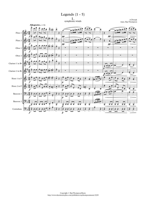 Book cover for Dvorak: Legends Op.59 Nos. 1 - 5 - symphonic wind