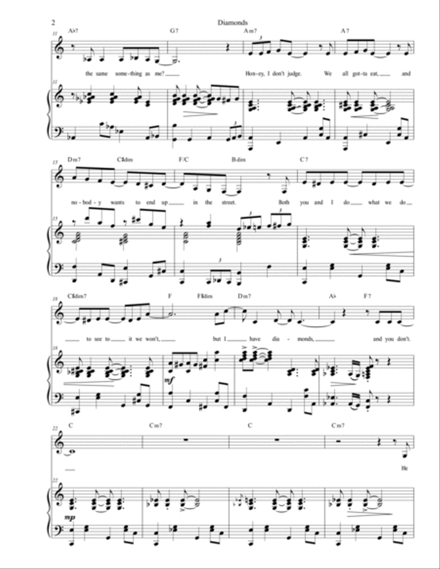 Diamonds Piano, Vocal, Guitar scores gallery preview page 2