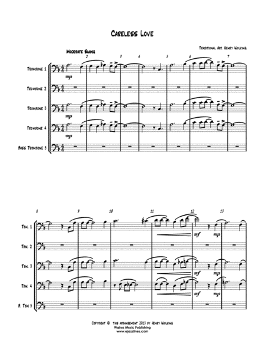 Careless Love Trombone scores gallery preview page 2