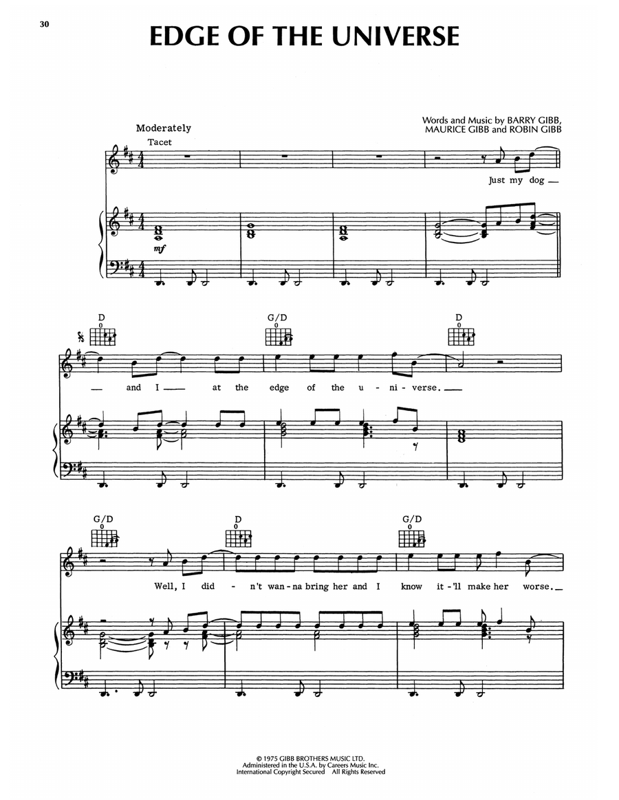 Edge Of The Universe Piano, Vocal, Guitar scores gallery preview page 1
