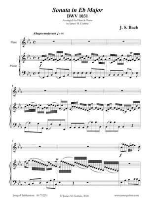 Book cover for BACH: Sonata in Eb BWV 1031 for Flute & Piano
