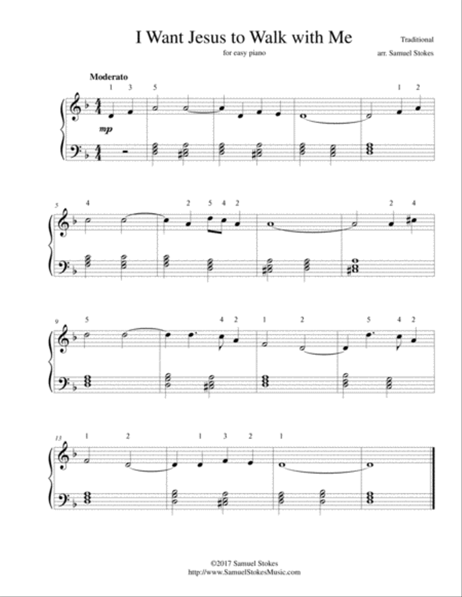 I Want Jesus to Walk with Me - for easy piano Easy Piano scores gallery preview page 1