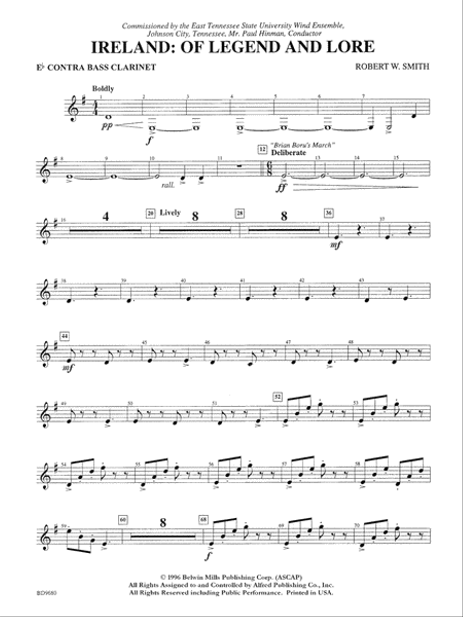 Ireland: Of Legend and Lore: E-flat Contrabass Clarinet Concert Band scores gallery preview page 1