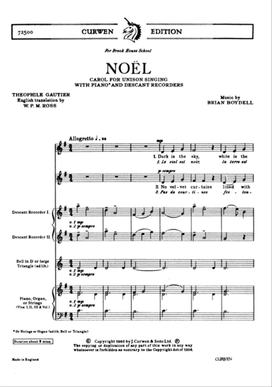 Noel Unison Choir scores gallery preview page 1