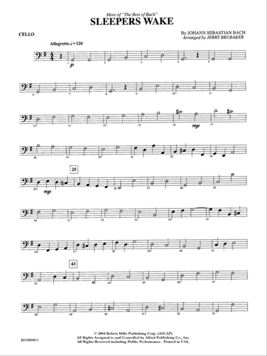 Sleepers Wake (More of the Best of Bach): Cello Full Orchestra scores gallery preview page 1