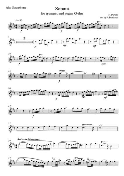 Sonata D-dur for trumpet, arr. for alto sax image number null