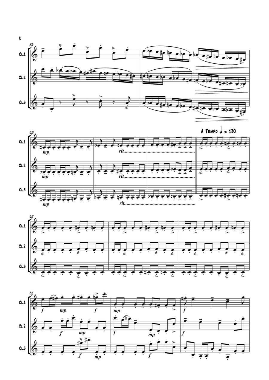 'Fughetta' by Stephen Davies for Clarinet Trio Clarinet Trio scores gallery preview page 6