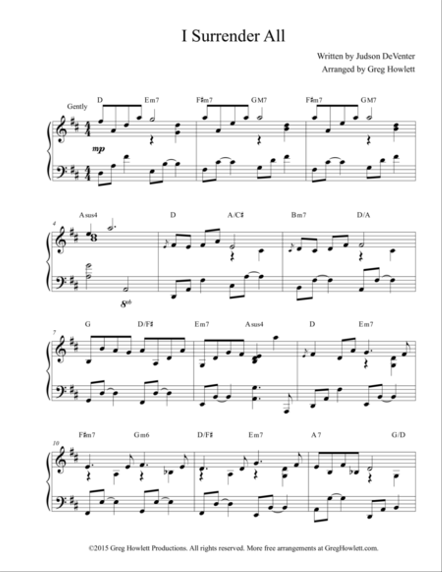 I Surrender All I Surrender All Piano Solo scores gallery preview page 1