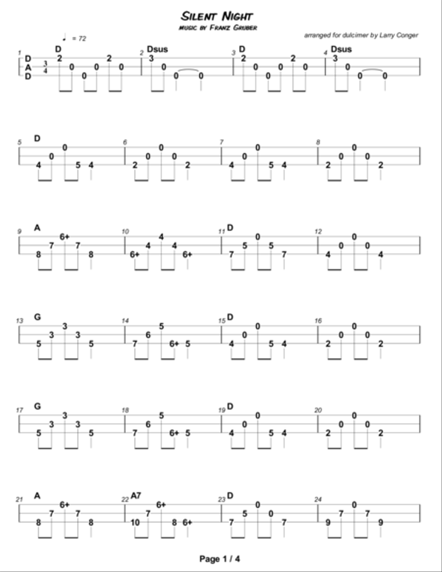 Silent Night Dulcimer scores gallery preview page 2