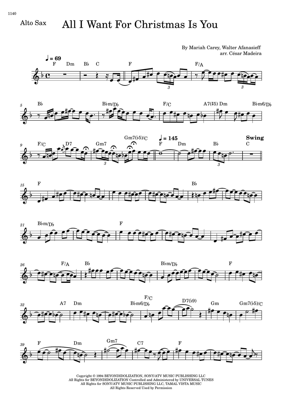 All I Want For Christmas Is You Alto Saxophone scores gallery preview page 1