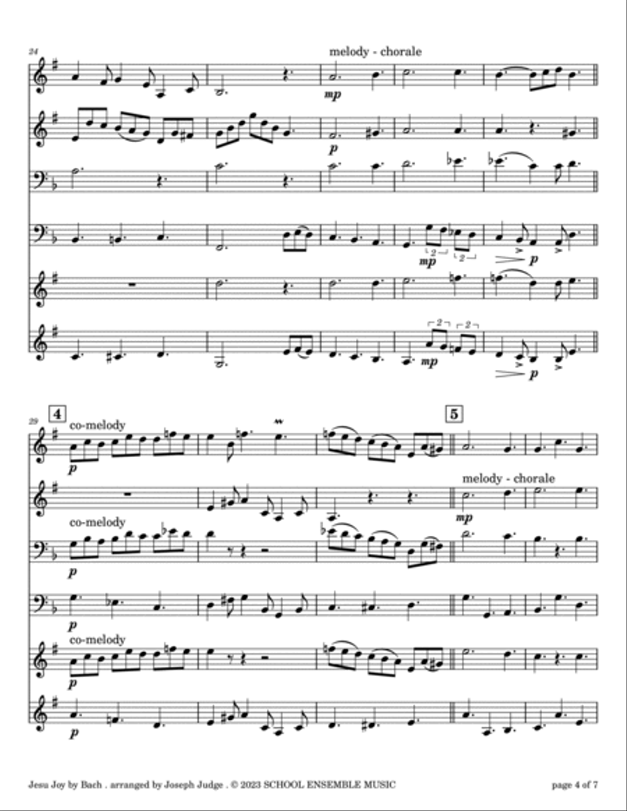 Jesu Joy by Bach for Brass Quartet in Schools Brass Quartet scores gallery preview page 4