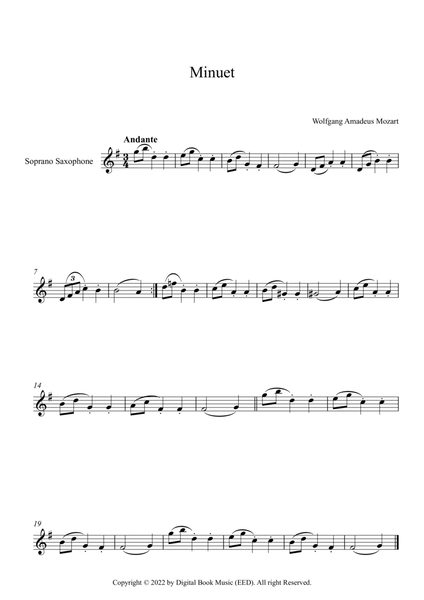 Minuet (In F Major) - Wolfgang Amadeus Mozart (Soprano Sax)