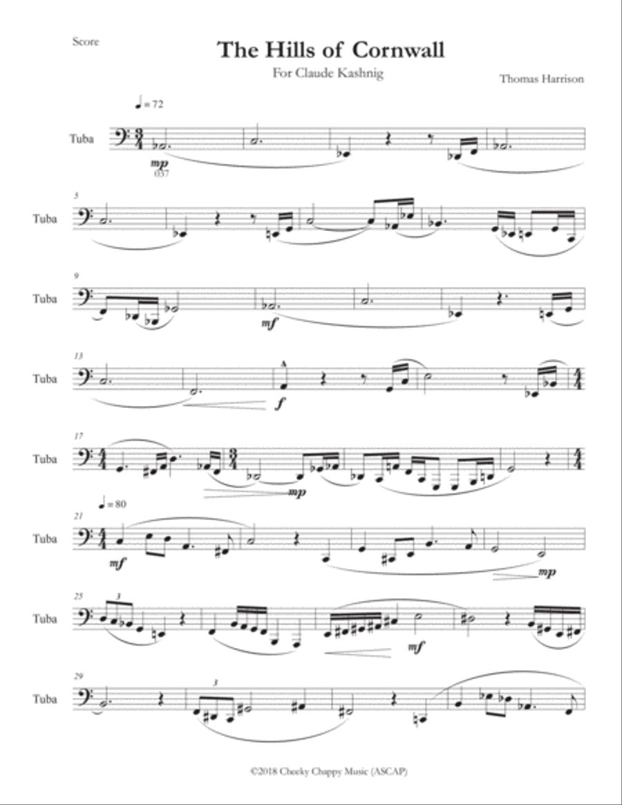 The Hills of Cornwall Tuba scores gallery preview page 2