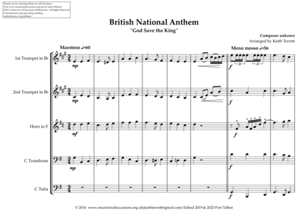 British Indian Ocean Territory (The) National Anthem for Brass Quintet image number null