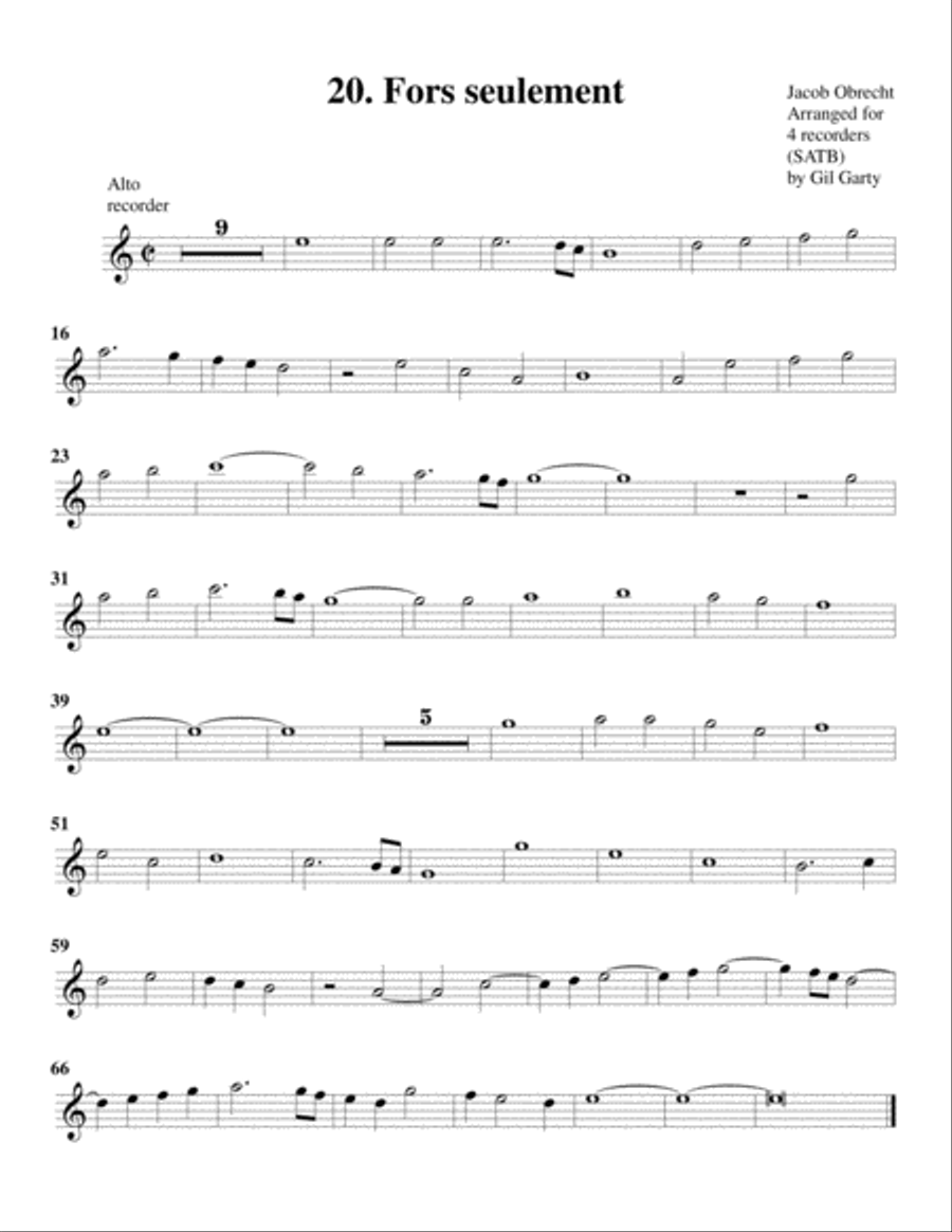 Fors seulement (arrangement for 4 recorders) Small Ensemble scores gallery preview page 5