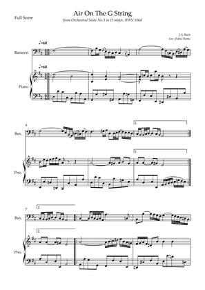 Air On The G String (J.S. Bach) for Bassoon Solo and Piano Accompaniment