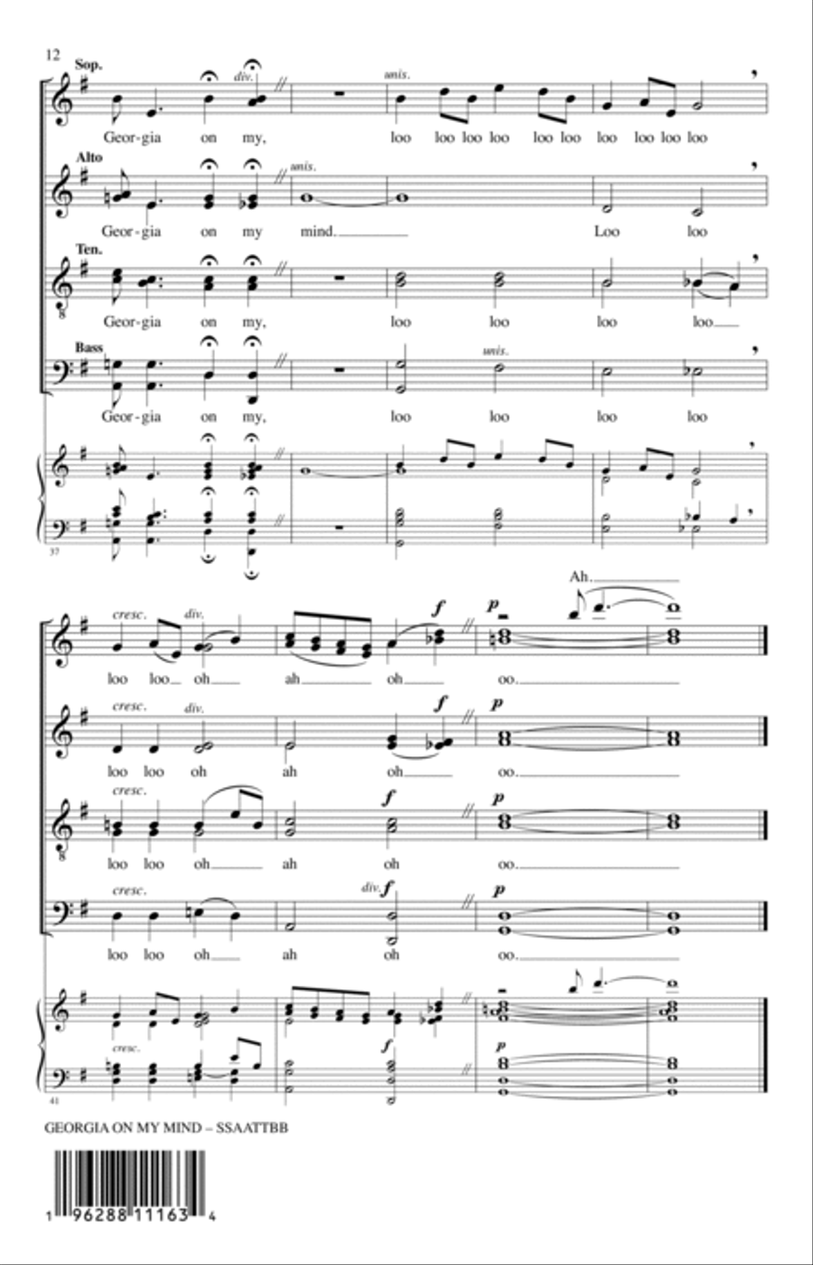 Georgia On My Mind (arr. Tripp Carter) SSAATTBB scores gallery preview page 10