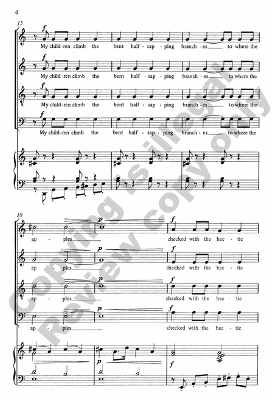 Three Summer Scenes: 3. Picking Apples SSA scores gallery preview page 5