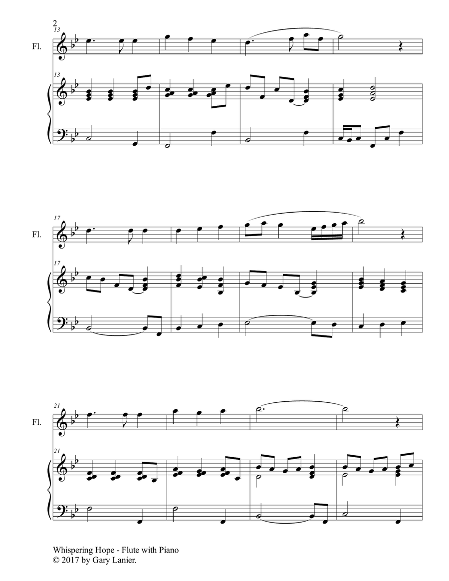 WHISPERING HOPE (Duet – Flute & Piano with Score/Part) Flute Solo scores gallery preview page 3