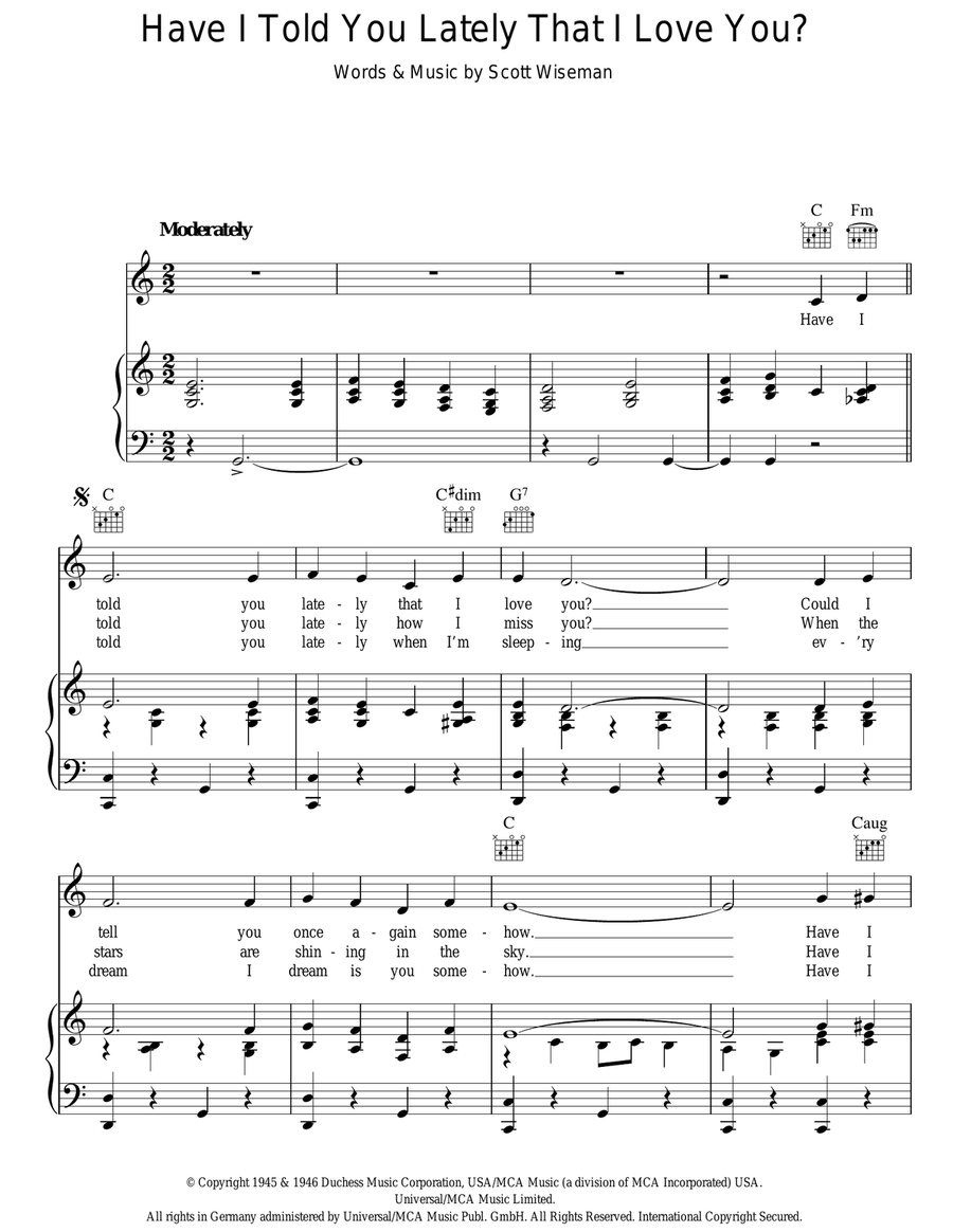 Have I Told You Lately That I Love You? Piano, Vocal, Guitar scores gallery preview page 1