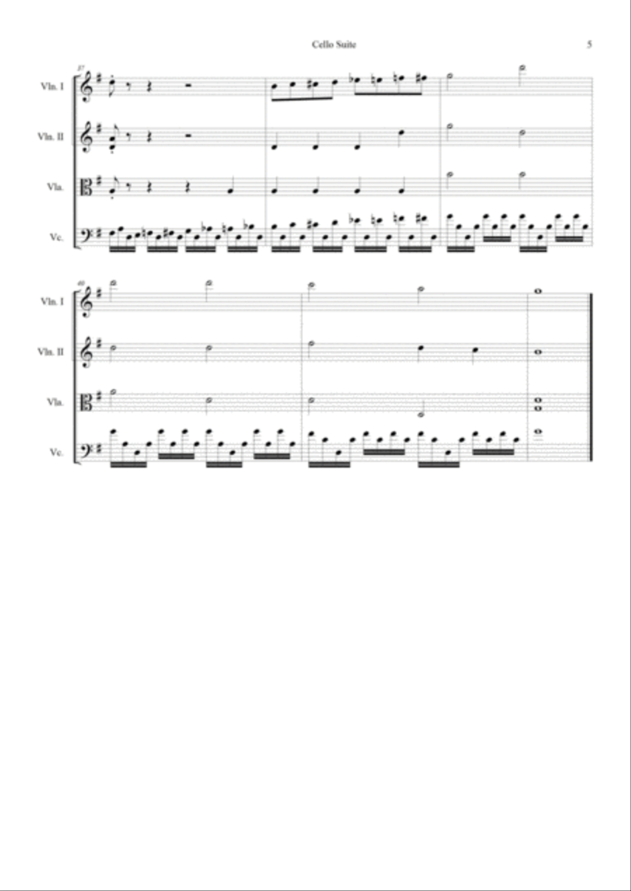 Bach is Back - Cello Suite for String Quartet String Quartet scores gallery preview page 5