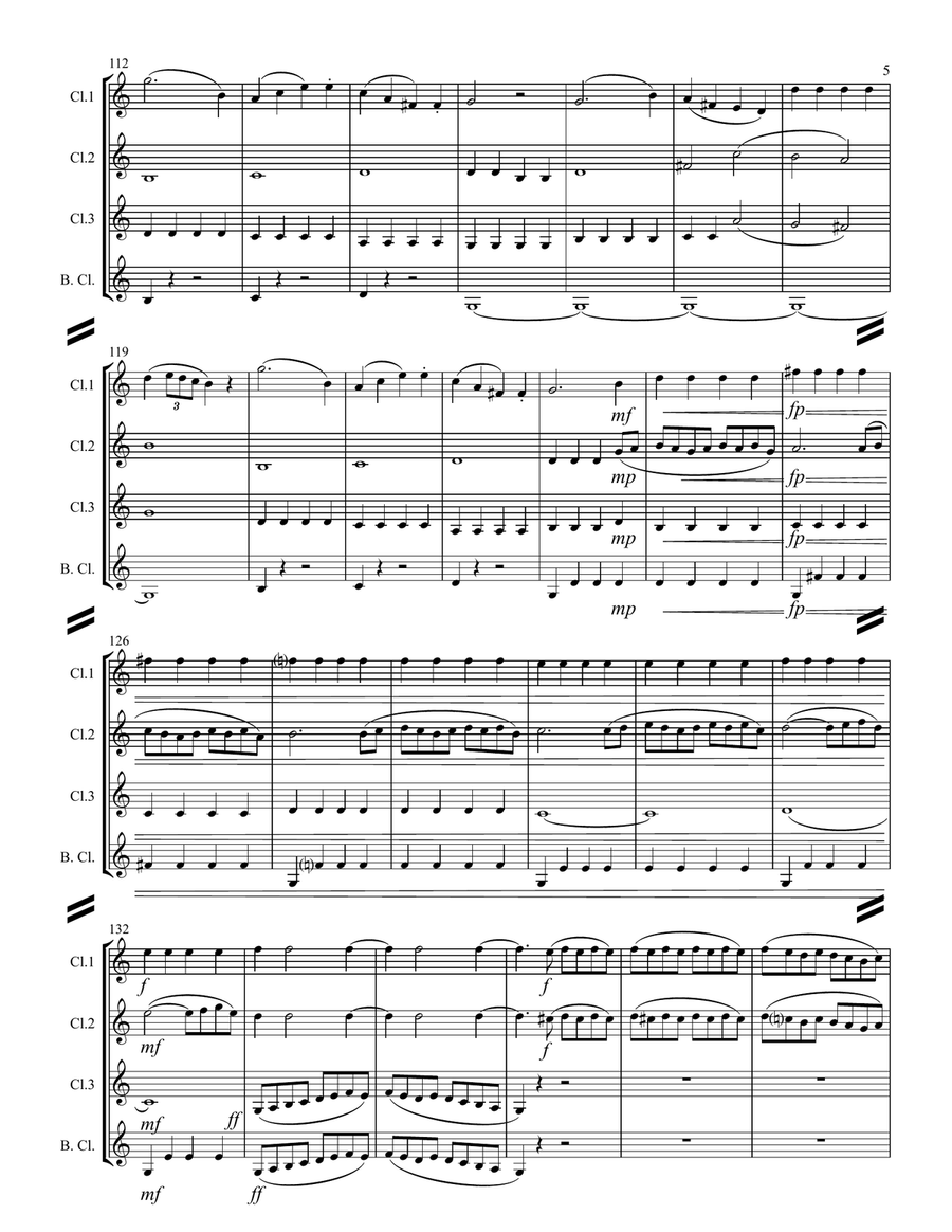 The Marriage of Figaro - Overture (for Clarinet Quartet) Clarinet Quartet scores gallery preview page 6