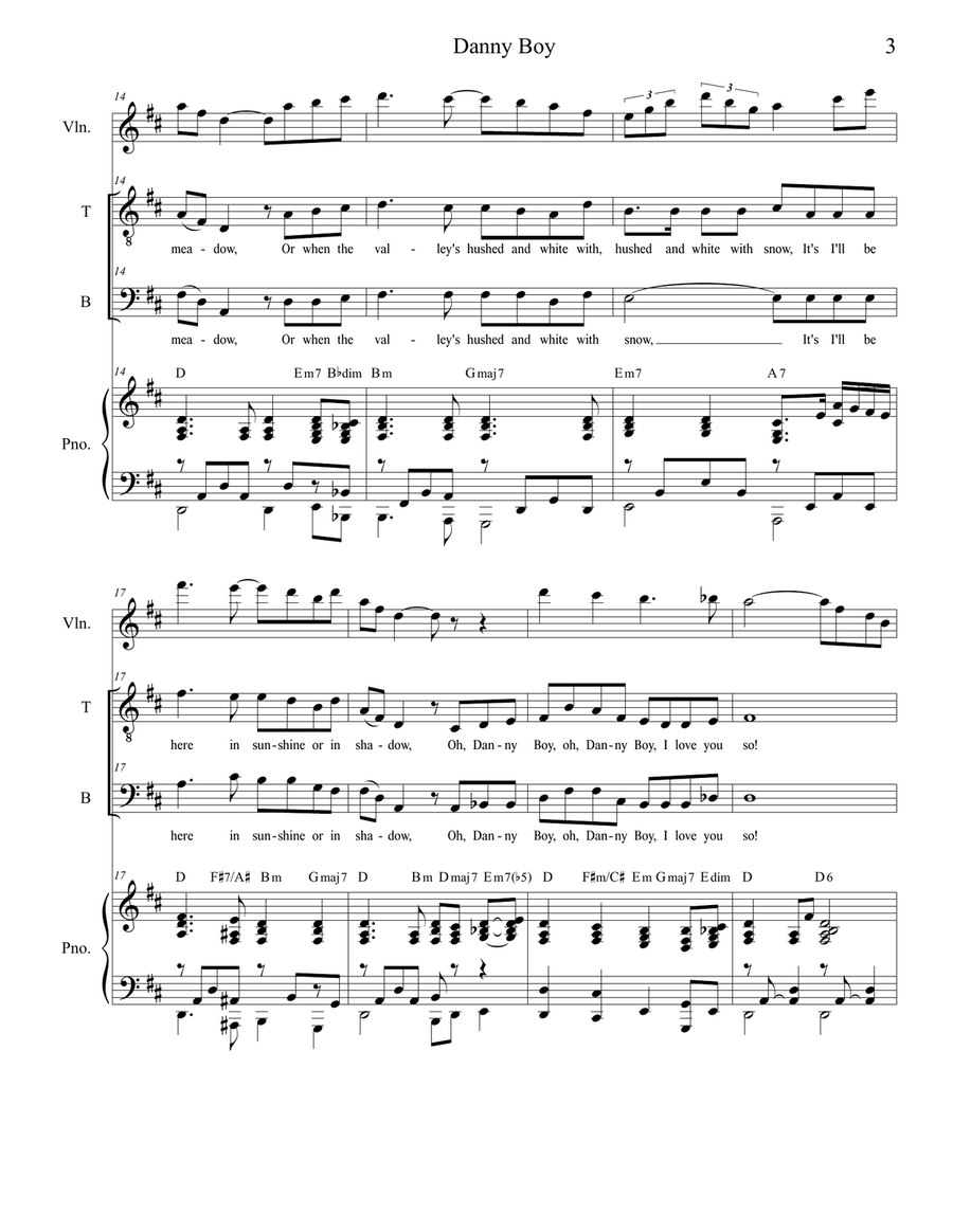 Danny Boy (for 2-part choir - (TB) TB scores gallery preview page 3