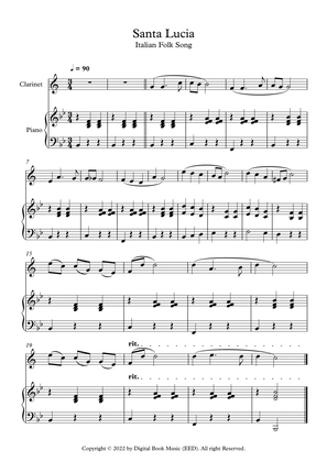 Book cover for Santa Lucia - Italian Folk Song (Clarinet + Piano)
