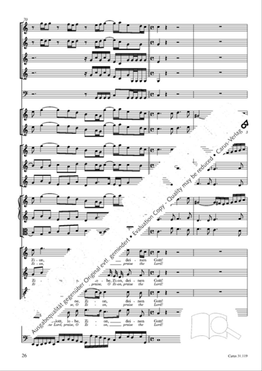 Praise the Lord, O Jerusalem (Preise, Jerusalem, den Herrn) 4-Part scores gallery preview page 27