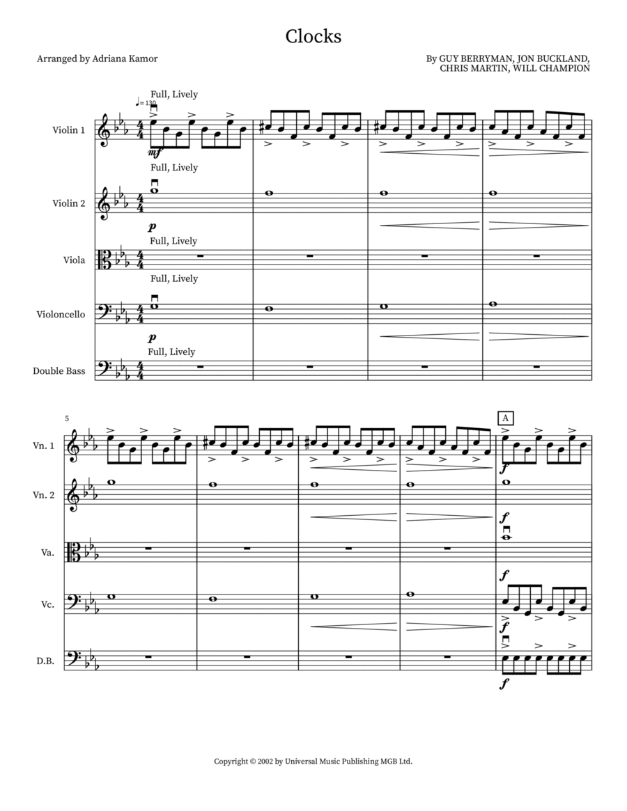 Clocks Small Ensemble scores gallery preview page 1