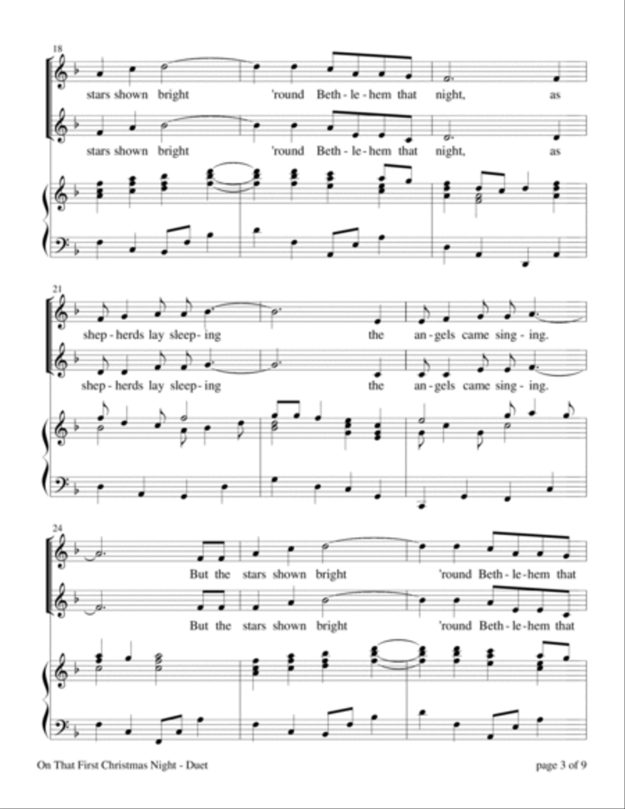 On That First Christmas Night (for duet or 2-part choir, SA) SA scores gallery preview page 5