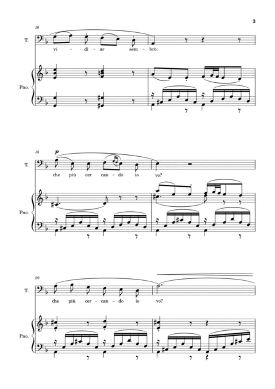 Una Furtiva Lagrima (Tenor in Dm) Piano, Vocal, Guitar scores gallery preview page 3