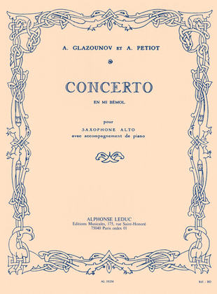 Book cover for Saxophone Concerto Op. 109 in E Flat