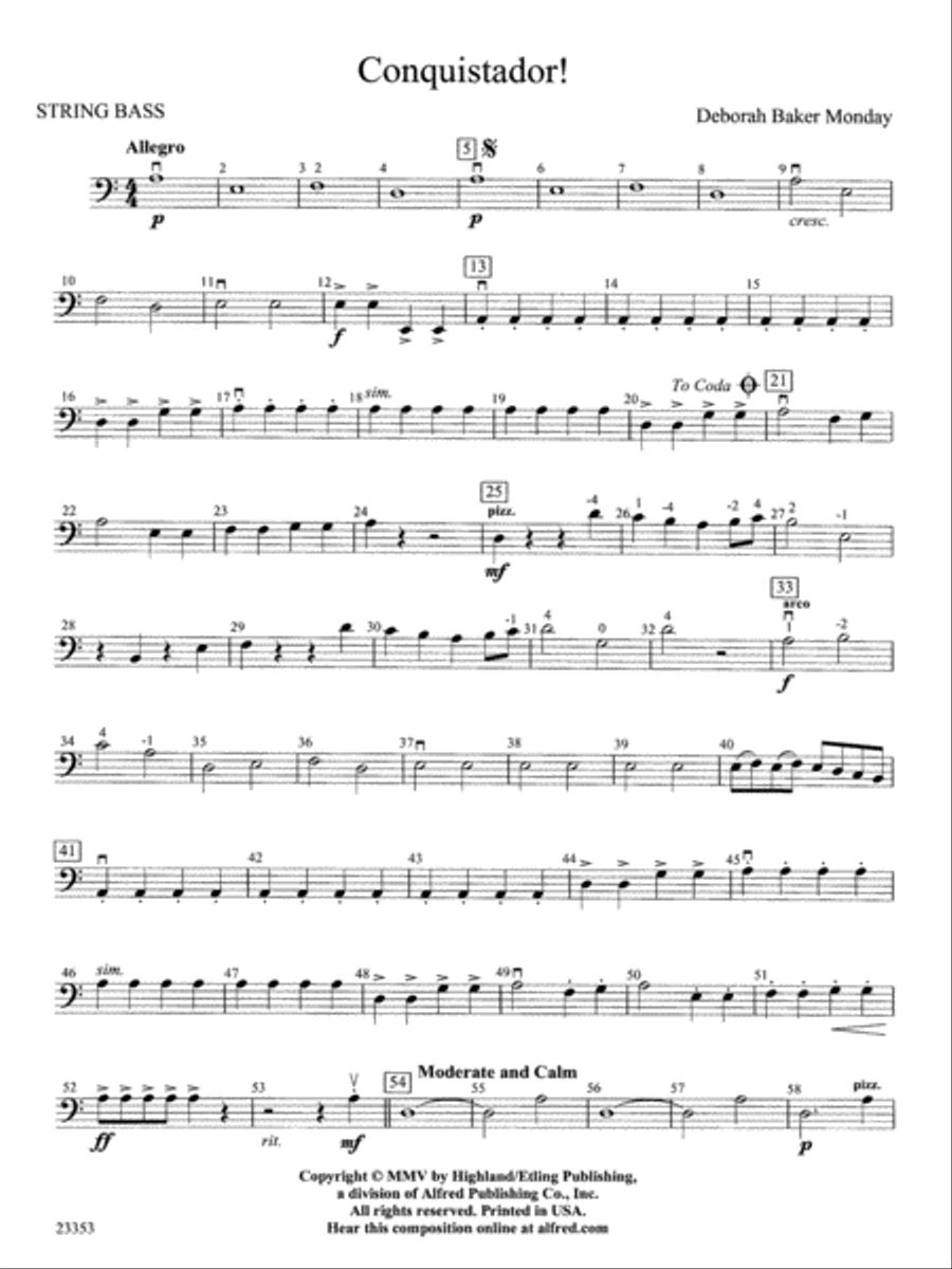Conquistador!: String Bass String Orchestra scores gallery preview page 1