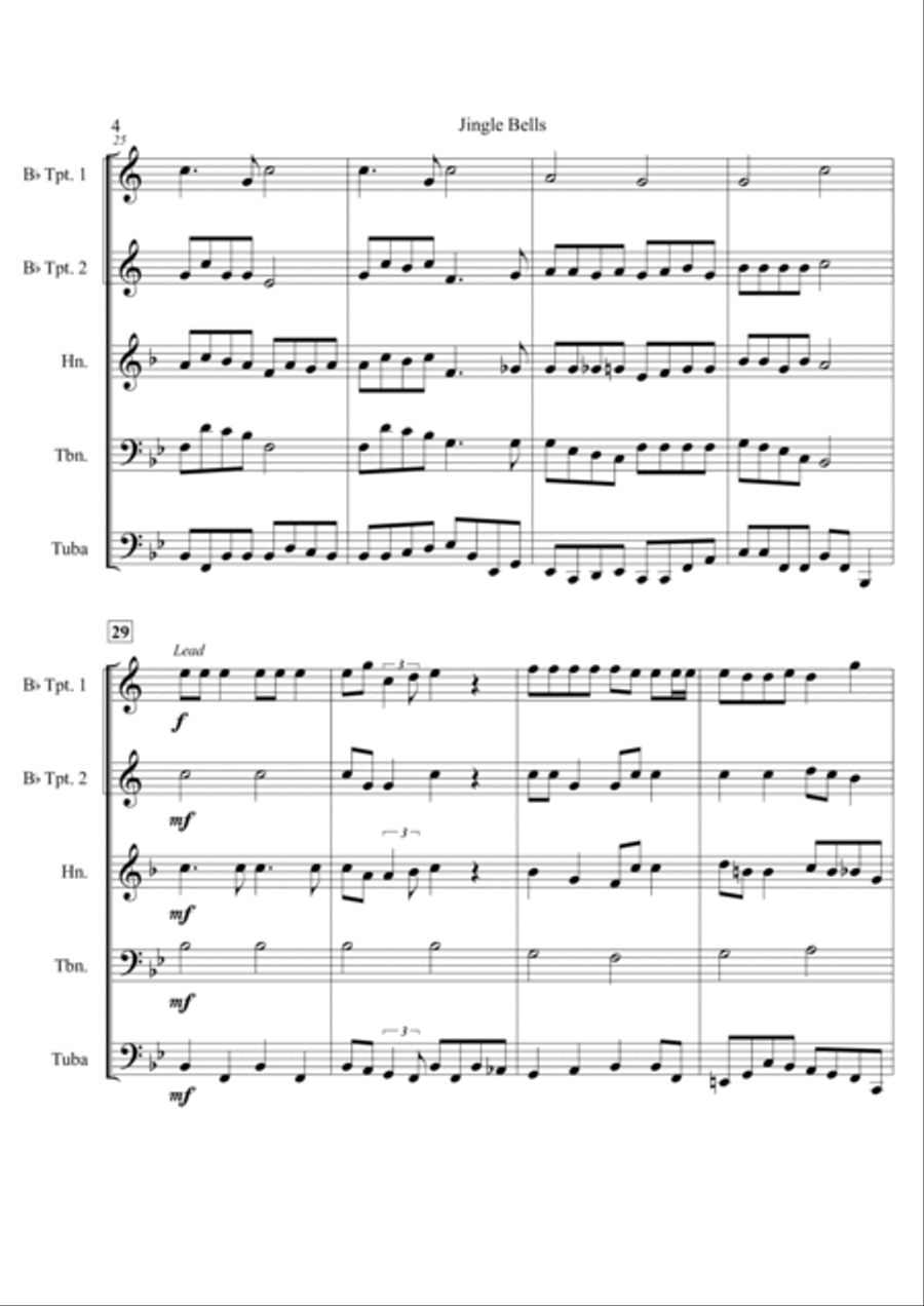 Jingle Bells For Brass Quintet Brass Quintet scores gallery preview page 4