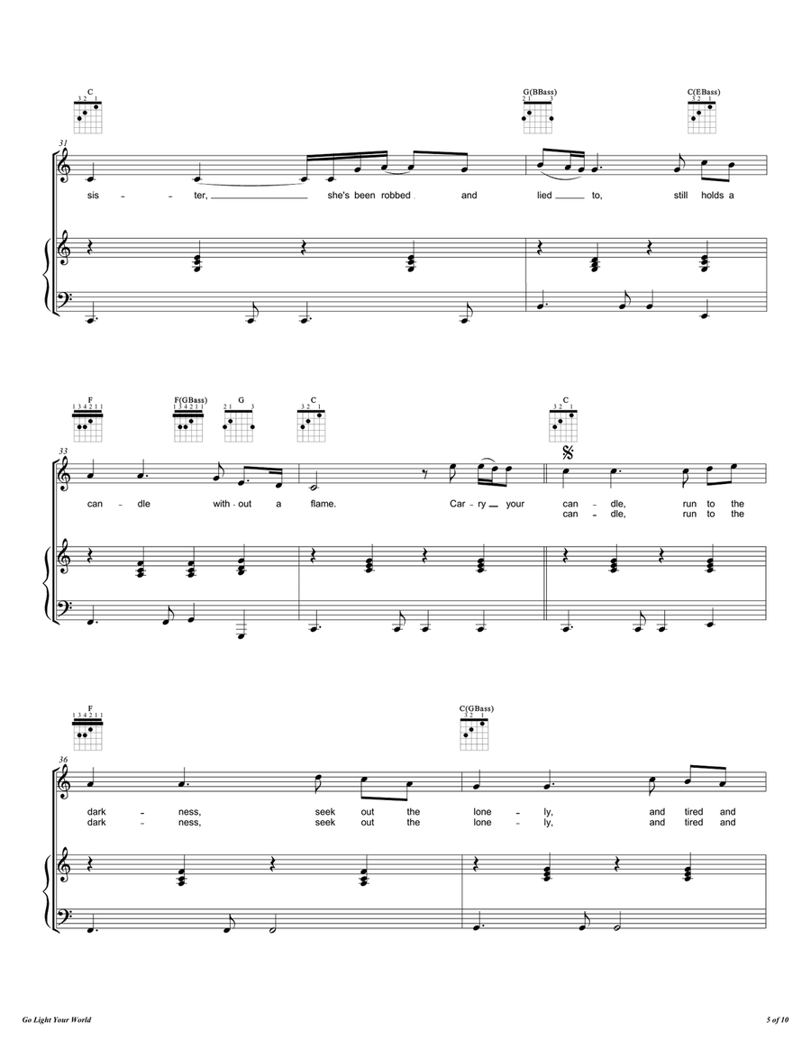 Go Light Your World Piano, Vocal scores gallery preview page 6