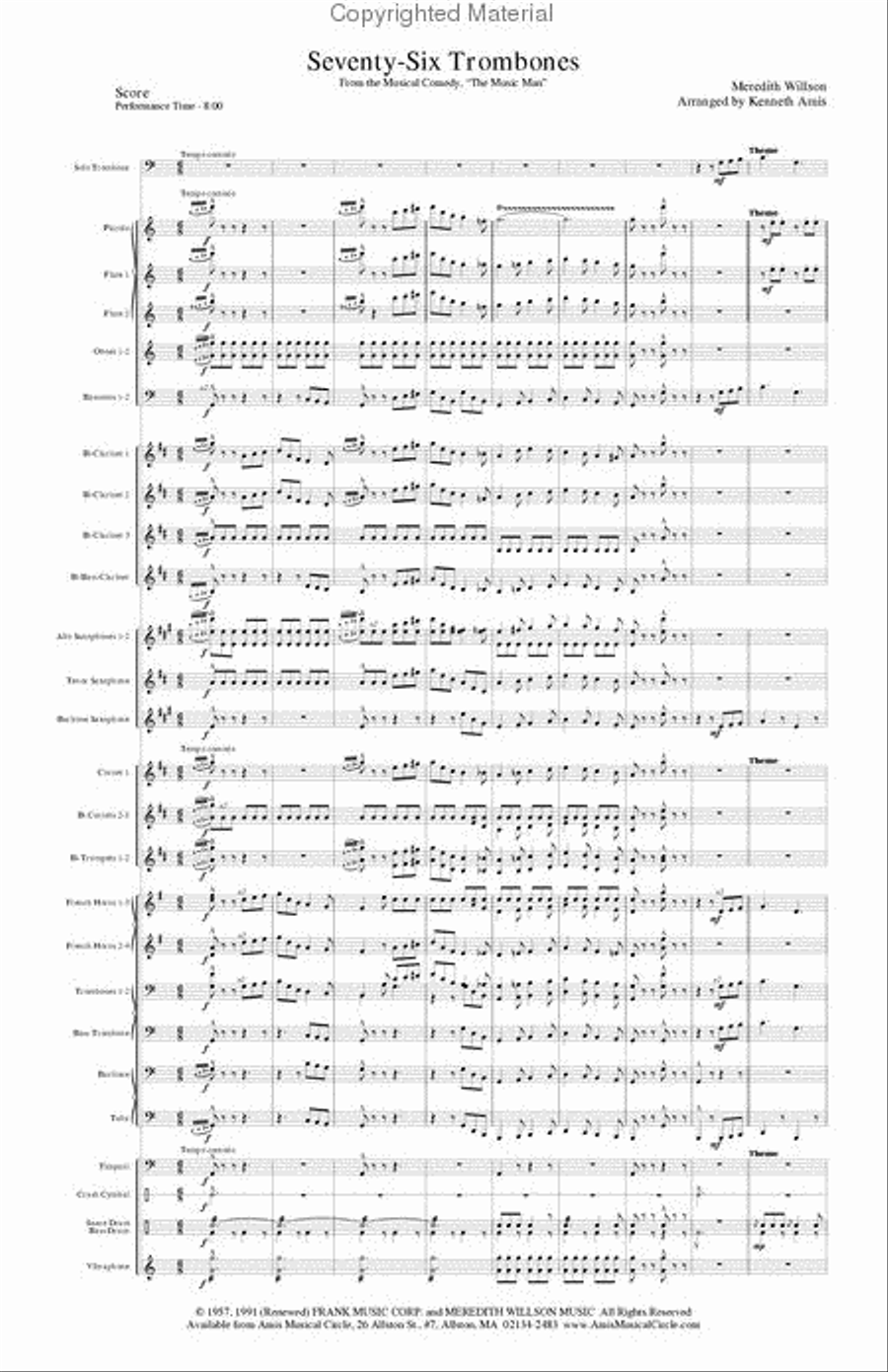 Seventy-Six Trombones (trombone and concert band) Concert Band scores gallery preview page 2