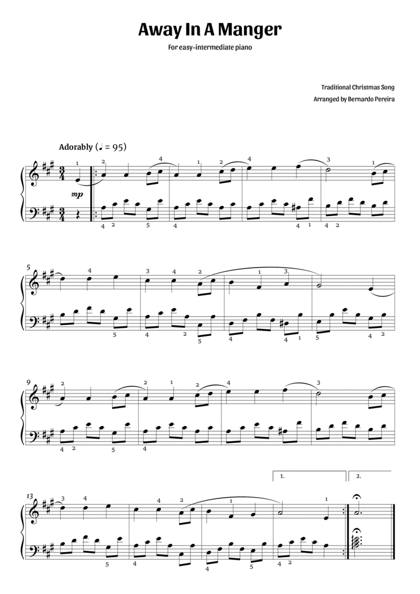 Away In A Manger (easy-intermediate piano – A major) image number null