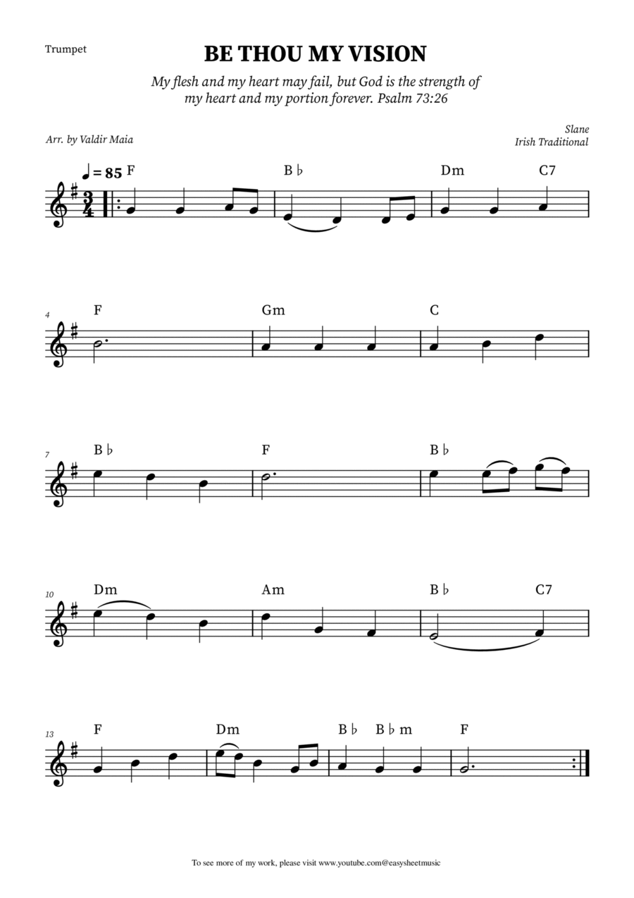 Be Thou My Vision - Trumpet Solo (Chords) Trumpet Solo scores gallery preview page 1