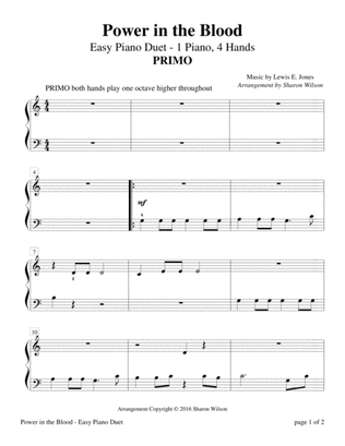 Book cover for Power in the Blood (Easy Piano Duet - 1 Piano, 4 Hands)