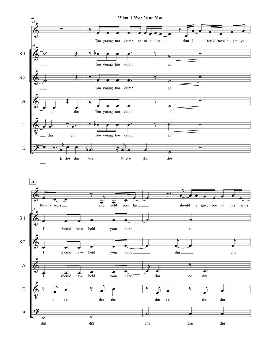 When I Was Your Man 4-Part scores gallery preview page 4