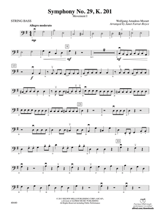 Symphony No. 29, K. 201: String Bass