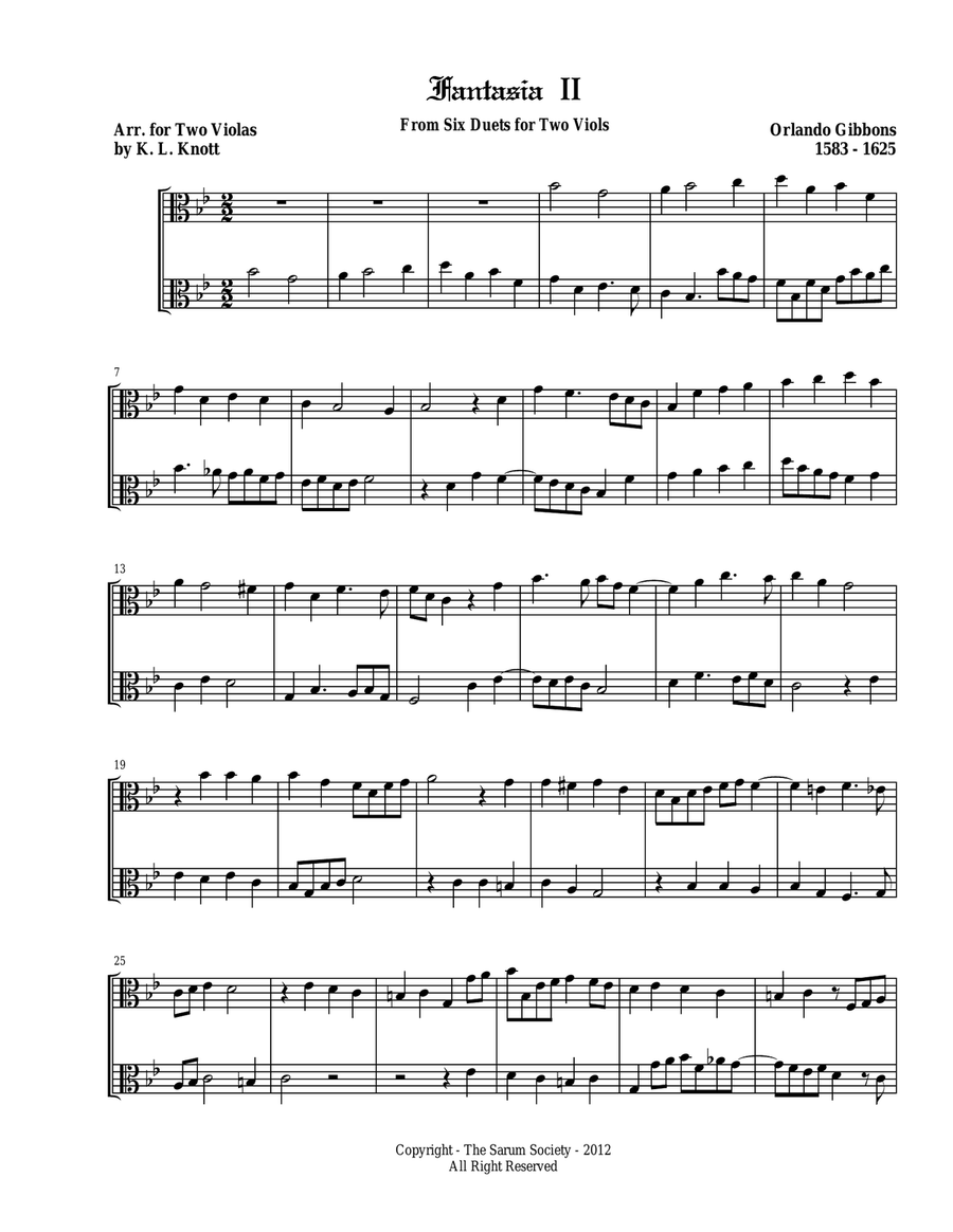 SIX FANTASIAS for TWO VIOLAS - Orlando Gibbons (arr. K. L. Knott) String Orchestra scores gallery preview page 5