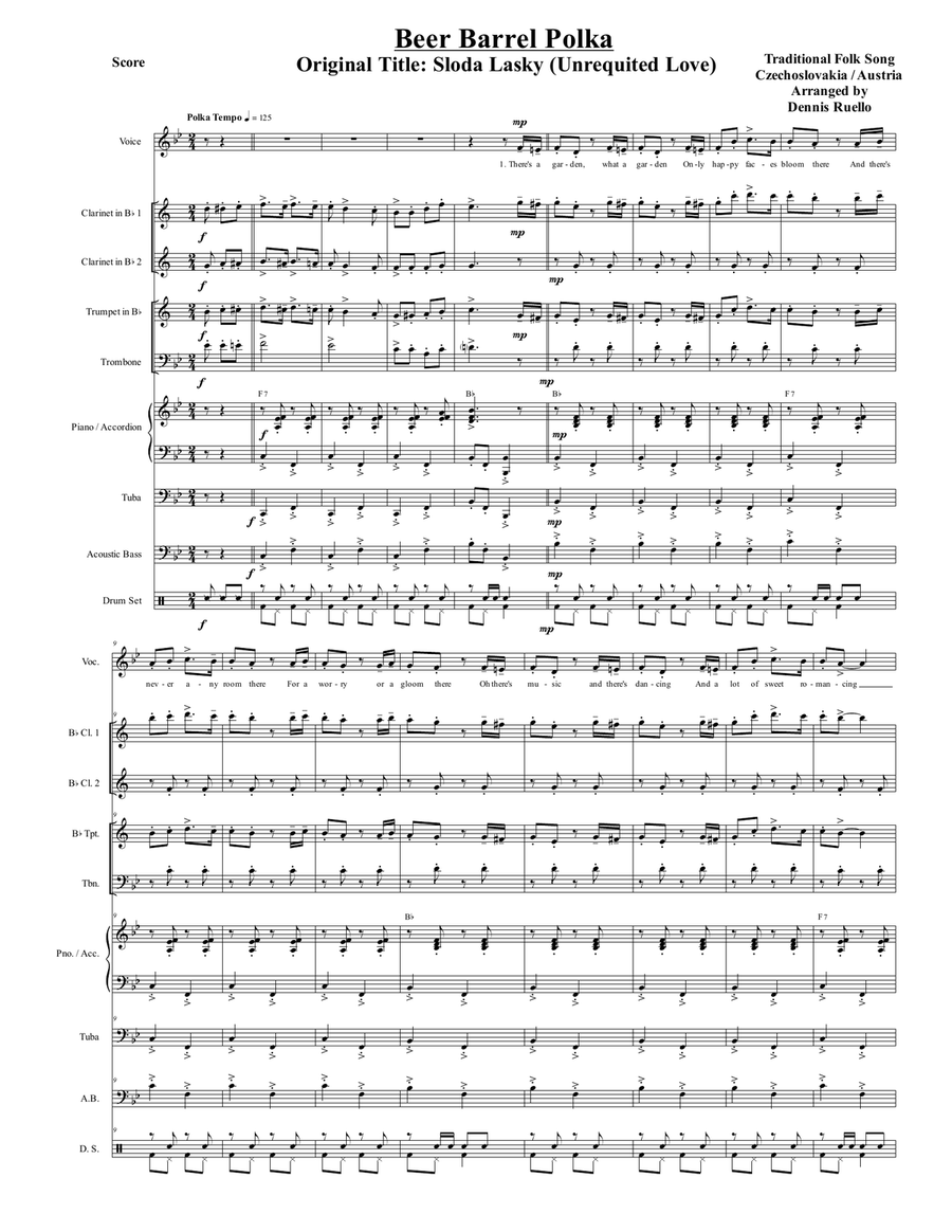 Beer Barrel Polka ( Roll Out The Barrel ) - German Band with Optional Vocal - Oktoberfest Large Ensemble scores gallery preview page 1