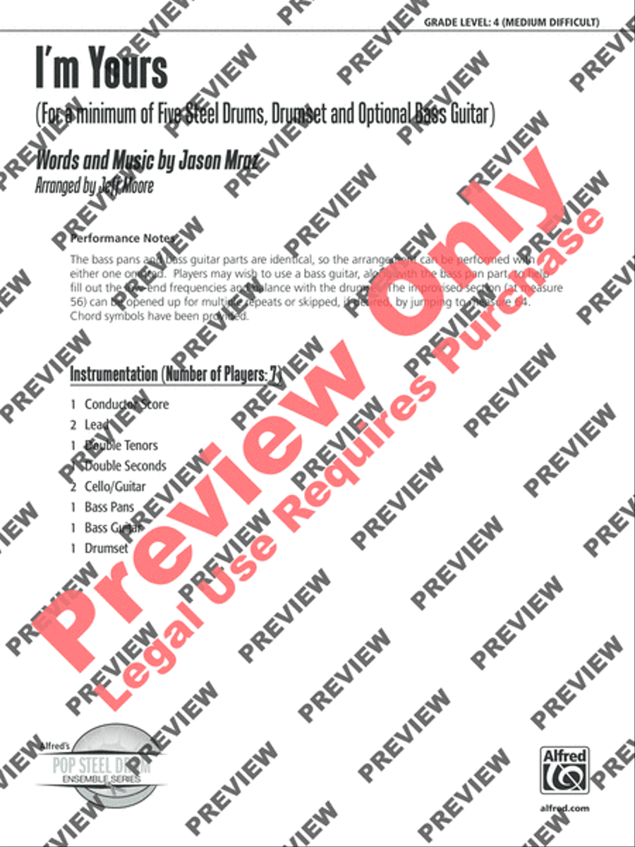I'm Yours I'm Yours Steel Drum Band scores gallery preview page 2